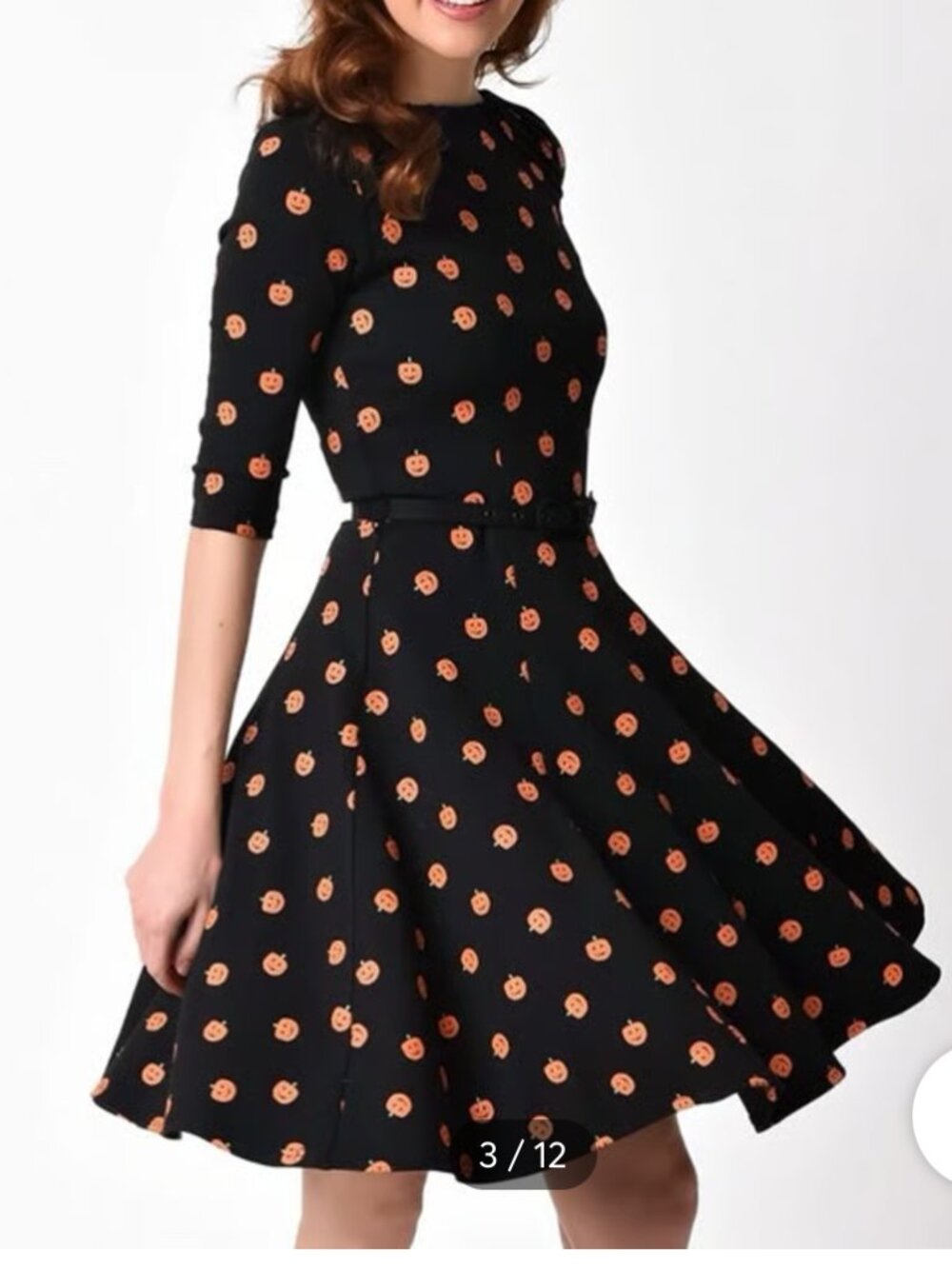 Unique Vintage Woman's Stephanie Halloween Pumpkin Party Flare Dress 6-8 Med